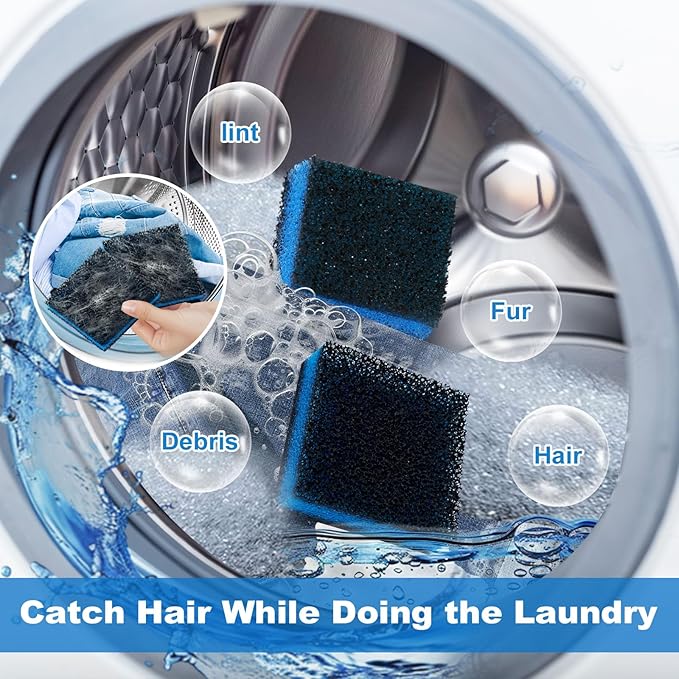Ultra-Adhesive Pet Hair Catcher for Washing Machine, Reusable & Eco-Friendly Cat & Dog Hair Remover for Laundry, Lint & Fur Remover, Laundry Pet Hair Catcher, Safe for All Fabrics (6PCS)