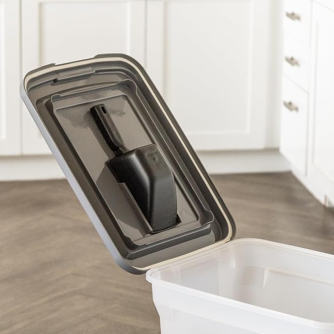 IRIS USA Dog Food Storage Container, Up to 54 lbs, Dark Gray, Made in USA | Includes 2-Cup Scoop & Wheels, Airtight Seal, BPA-Free, Bird Seed, Cat food, Cat Litter, Treats, Keeps Kibble Fresh
