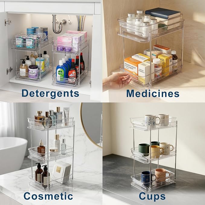 3-Tier Vitamin Storage Organizer, Organizer for Vitamin Bottles And Medicine Bottle, Vitamin Bottle Organizer for Countertop, Bathroom Cabinet Storage Items Are Clearly Visible