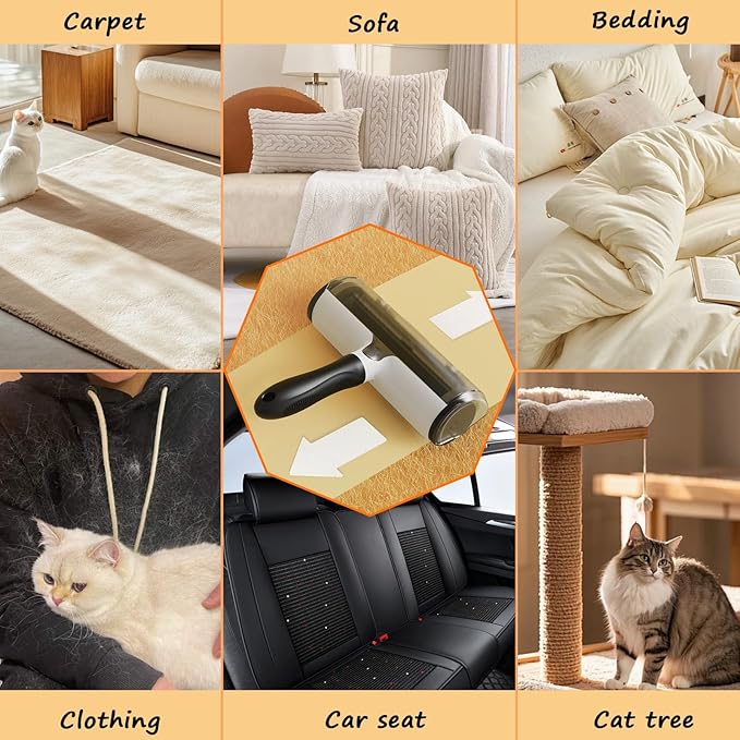 Upgraded Pet Hair Remover Roller - Reusable Lint Roller for Furniture, Couch, Carpet, Clothes, Car Seat, Efficient Cat & Dog Hair Removal Tool with Easy Clean & Fur Bin| One-Touch Emptying