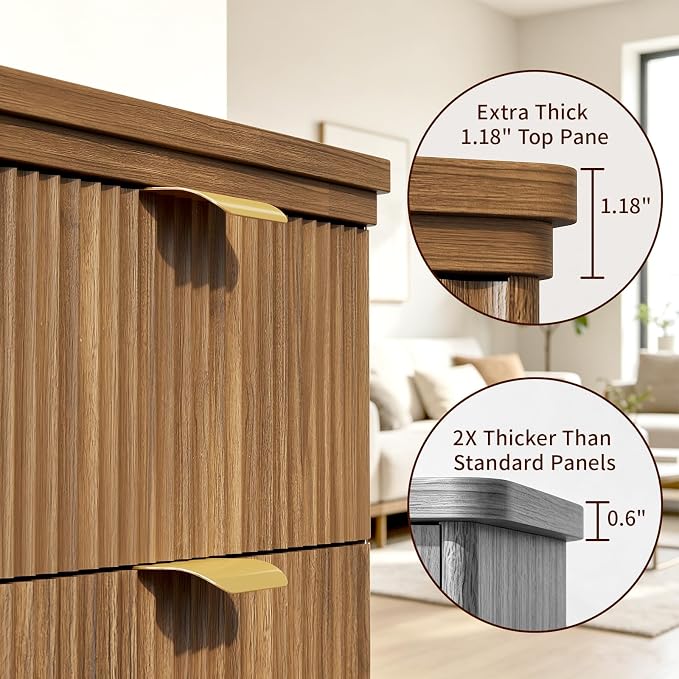 Dog Food Storage Cabinet, Pet Feeding Station with 2 Hidden Bowls, Walnut