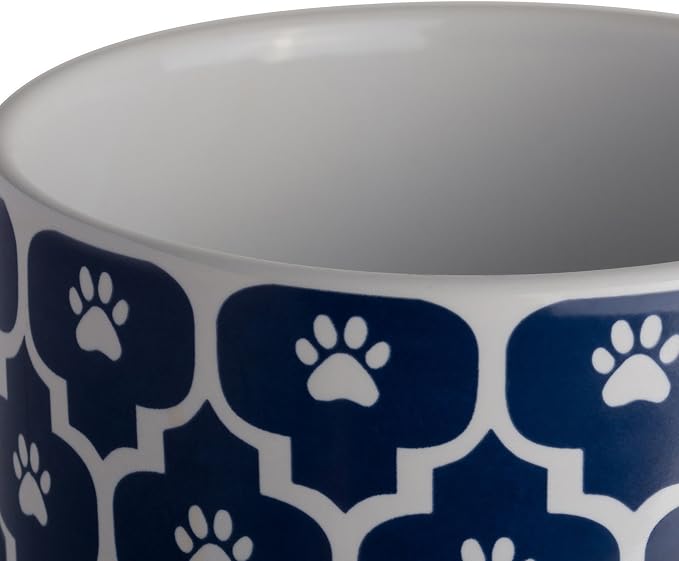 Bone Dry Lattice Collection Pet Bowl & Canister, Treat Canister, 4x6.5", Nautical Blue