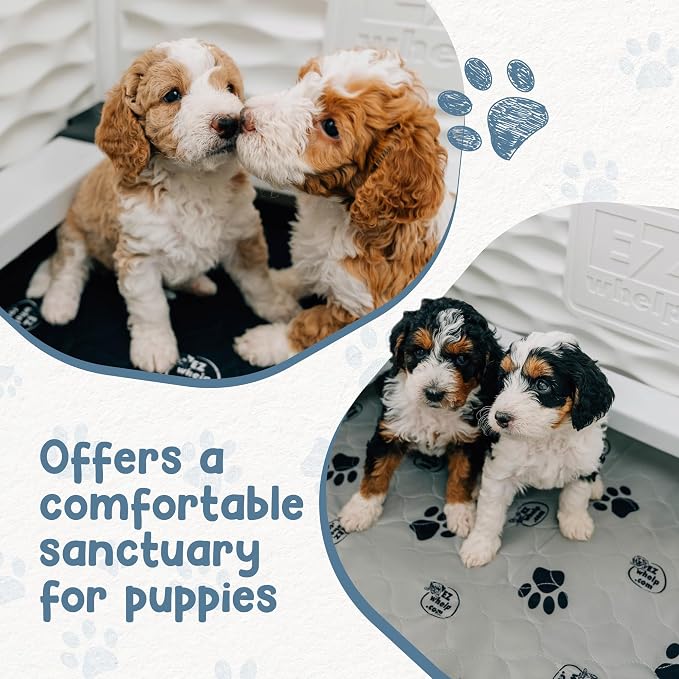 EZclassic Dog Whelping Box - Washable Pee Pad, Small 28"x28"x18" | Padded whelping box for puppy supplies and newborn care, includes protective rails and black pad for easy cleaning