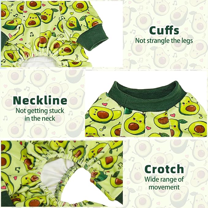 PUPTECK Soft Fleece Dog Pajamas for Small Medium Dogs, Dog Onesie Puppy Sweaters Clothes Jumpsuit Pjs, Cute Jammies Cat Coat Pet Costume Apparel, Green XL