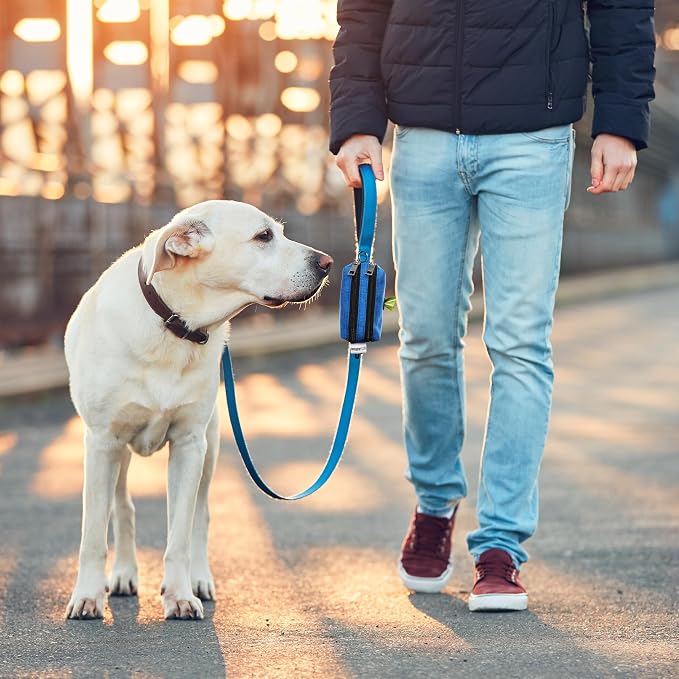 Dog Poop Bag Holder for Leashes and Treat Holder with 3 Waterproof Pouches | Poop Bag Dispenser for Pet Waste Bags and Walking Accessories + 1 Free Roll