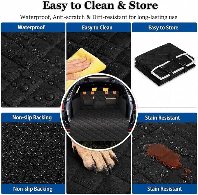 Pet Travel Mat for BMW X1, Dog Cargo Liner | Full Coverage Trunk Cover | Rear Cargo Protection | Waterproof | Storage Pockets | Side Flaps | Foldable Storage | Road Trip