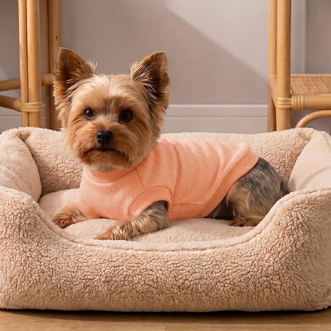 2 Pack Dog Shirt for Small Supplies Functional Waffle Dog Clothes Warm Soft Sweatshirt Outfit for Dogs Cats Pet Apparel
