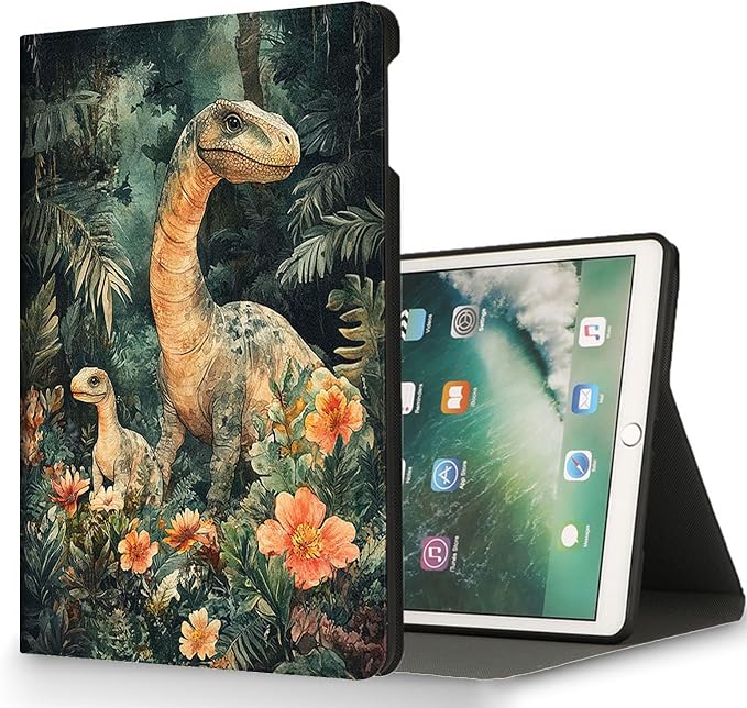 for Microsoft Surface Pro 11/10/9-13" 2024/2022 Tablet Case,Auto Wake/Sleep,Adjustable Stand Protective Cover - Dinosaur Family Jungle