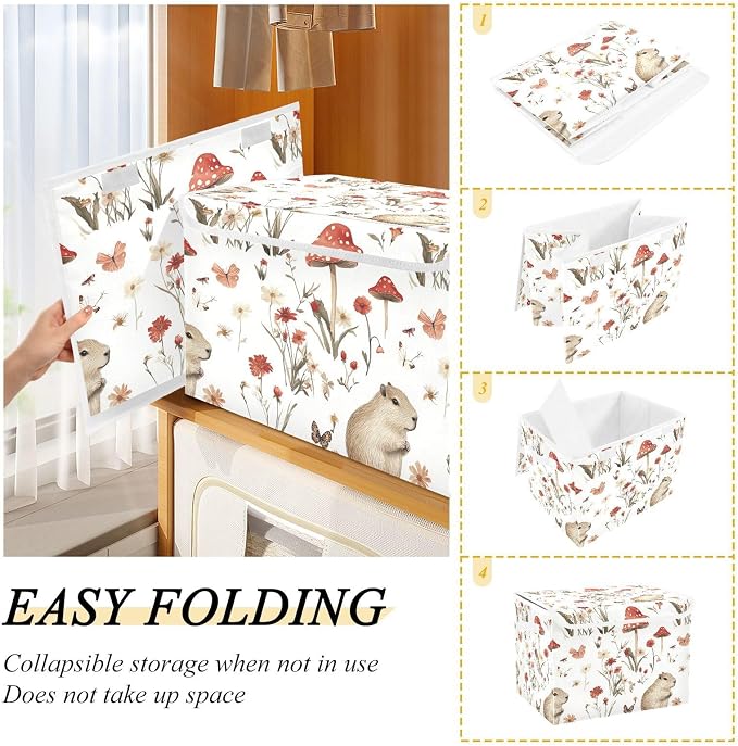Aesthetic Capybara White Storage Containers Containers For Storage With Lid for Shoe Shelves