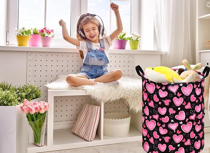 MAIZMZ Girls Storage Basket Kids Hamper Storage Bins Organizer Toy Box Large Canvas Waterproof Laundry Basket for Home/Dorm/Kitchen/Pet/Office/Closet/Shelf/Gift Baskets