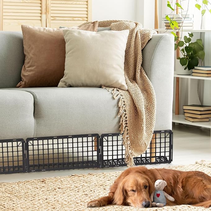 8 Pack Under Bed Blockers for Pets – Easy to Install Black Plastic Under Couch Blocker (6.5" H X 14.5" L) – Prevents Dogs, Cats, Toys from Getting Under Sofa or Furniture