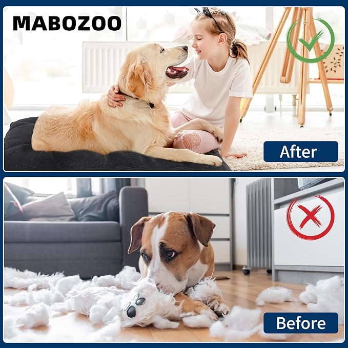 Chew Proof Indestructible Dog Beds for Aggressive Chewers,Durable Dog Crate Pad,Washable Tough Pet Mats for Kennel,Black,XL 28x41 in