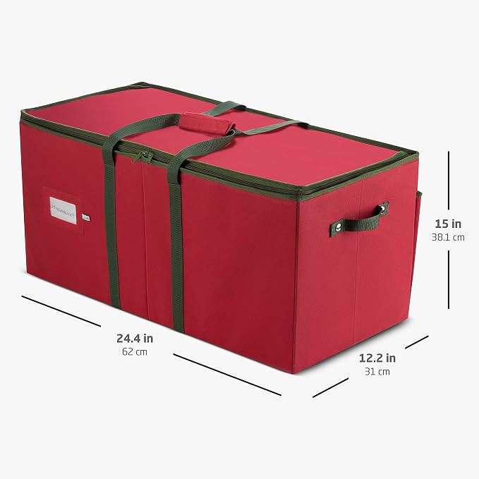 ZOBER Nutcracker Storage Containers - Ornament Christmas Figurine Storage Box - Christmas Village Containers Fits Up to 8 15-Inch Figurines & Xmas Decorations Accessories - Red