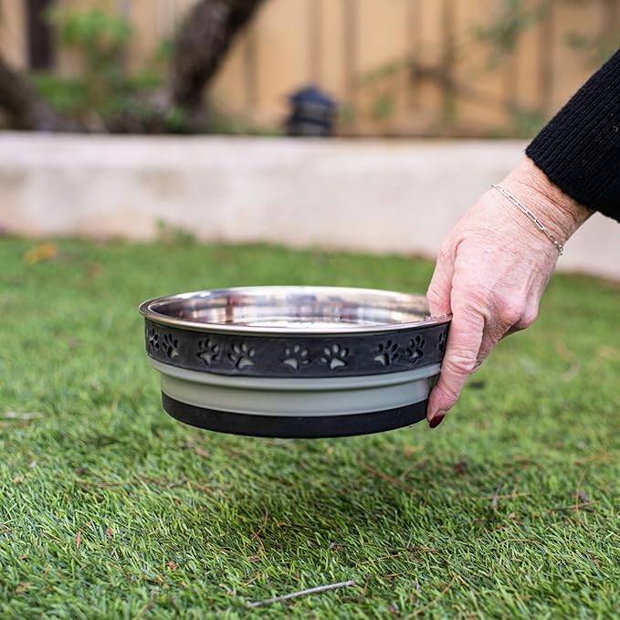 Loving Pets Corsa Dog Bowls- Stainless Steel Dog & Cat Bowls - Spill Proof Dog Food Bowl, Cat Bowl, Puppy Essentials & Pet Supplies Great for Home & Travel (Medium 20-35 lbs, Stealth Black)