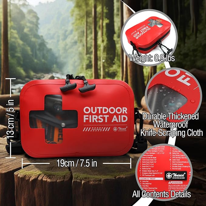 152 PCS Waterproof First Aid Kit, Small Medical Outdoor Boat Safety Dry Bag