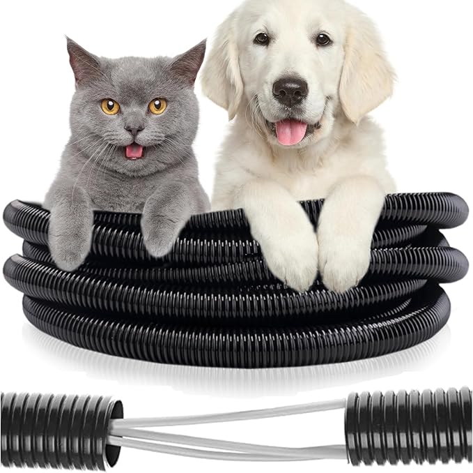 SunGrow Dog and Cat Cord Protector, 0.25 Inch Opening Diameter, Dog, Cat, Ferret Cord Protector from Wire Chew, Cable Protector Tubing, Stop Chewing Cable Management Sleeve, 20 Feet