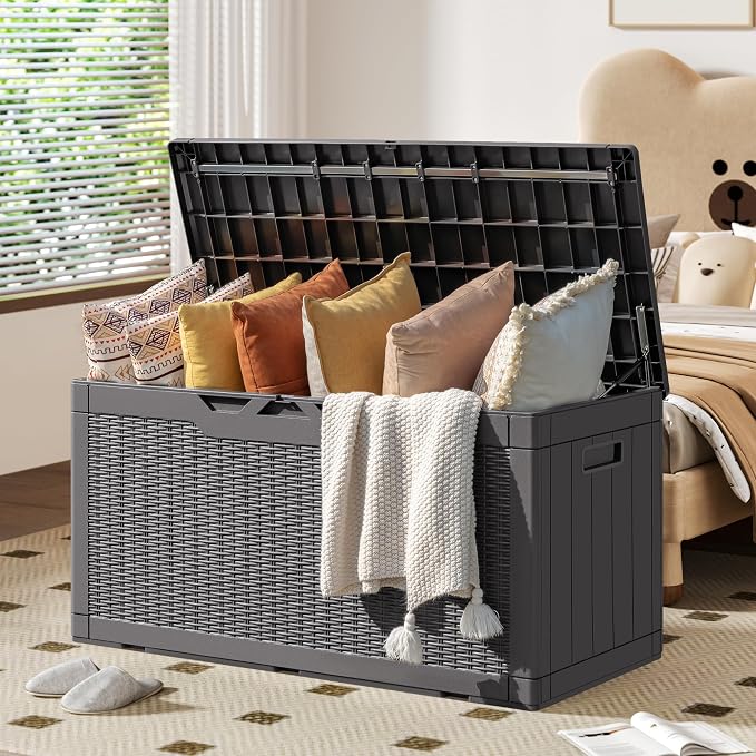 YESHOMY 100 Gal Plastic Storage Bins with Lid Stackable Box Organizers for Living Room, Office, Dorm, 1 Pack, Gray