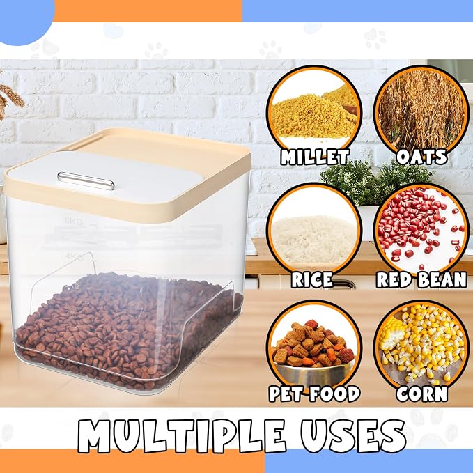 Teenyyou 2 Pack 30 Lbs Airtight Dog Food Storage Container with 2 Scoops, Clear Cat Food Container Storage Bin with Measuring for Dog Cat Bird Other Pet
