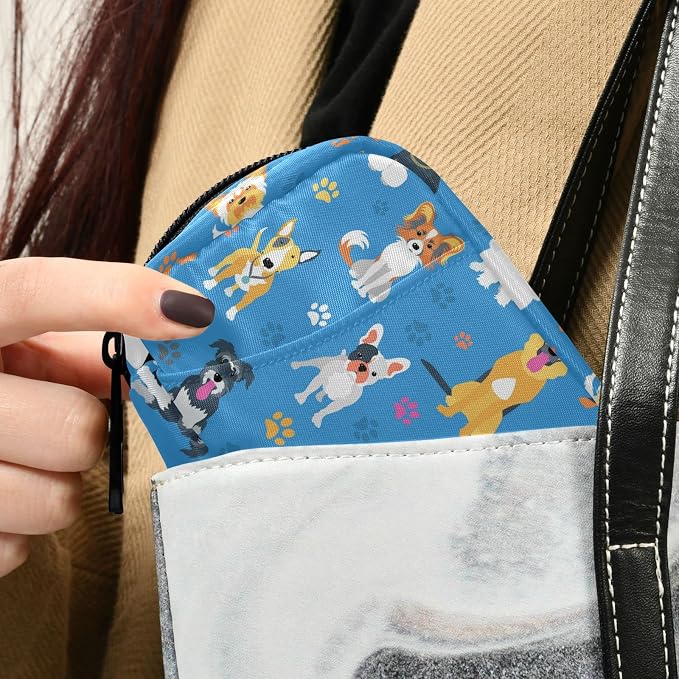 Cute Dogs Pill Organizer Case, Portable Weekly Pill Box Bag Container 7 Days Pill Vitamin Supplement Holder with Zipper for Travel Family Business