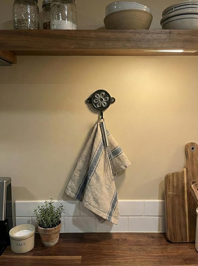Aluminium Flower Print Wall Hook for Home Décor | Decorative Floral Wall Mounted Hook Rack for Coats, Keys, Towels, Bags & Hats | Rustic Vintage Multipurpose Organizer for Entryway, Bathroom & Bedroom