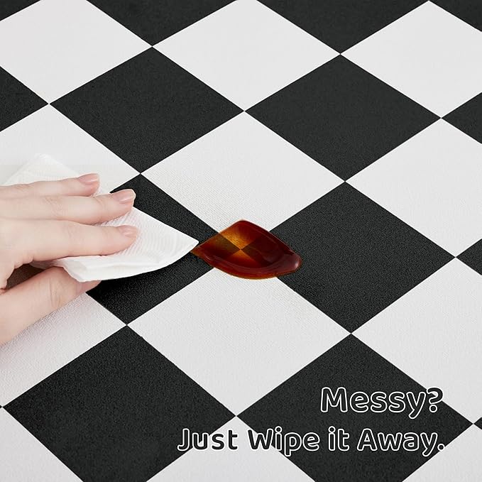 Ralxion Checkered Dog Feeding Mat, Absorbent Mats for Dog Food and Water Bowl, Dispenser, Modern Aesthetic Black White Checkerboard Pet Placemat for Dogs, Cats, Puppy Accessories, 12" X19”