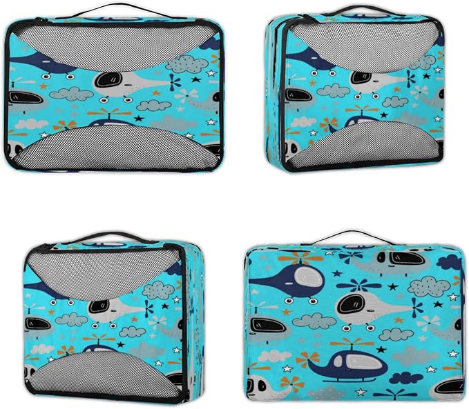 Airplane Packing Cubes for Travel, Luggage Packing Organizers, Cartoon Airplane Travel Accessories Large Toiletries Bag for Clothes Shoes Cosmetics Toiletries