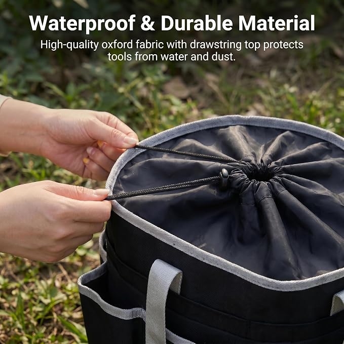 Horse Grooming Tote Bag with 6 Pockets & Drawstring Closure, Portable Grooming Bag for Horses, Waterproof Tack Bag with Shoulder Strap for Horse Grooming Supplies, Equestrian Grooming Kit Organizer