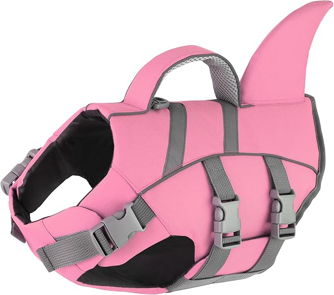 Dogcheer Dog Life Vest Shark, Life Jacket for Dogs, Swim Vest- Lt Pink,L | High Buoyancy Harness Puppy Flotation Vest with Handle & Leash Ring for Boating & Swimming, Reflective Visibility for Doggy