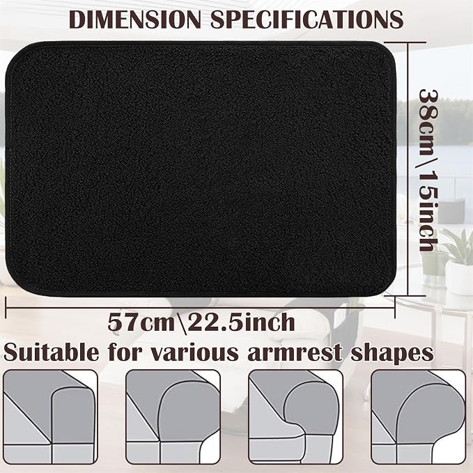 Sherpa Fleece Armrest and Headrest Covers with 2 Pockets | Soft fleece with nonslip silicone backing helps protect leather and fabric furniture from pet scratches machine washable