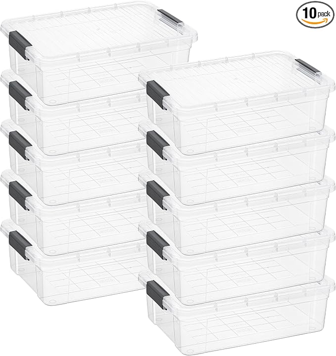 Superio 22.5 Quart Clear Plastic Storage Boxes with Lids, Stackable Organizer Containers, BPA-Free Storage Bins for Home, Office, School & Dorm, 10 Pack