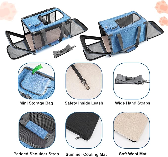 GAPZER Pet Carrier for Large and Medium Cat, Soft-Sided Pet Crate for Puppy | Dog Collapsible Travel Kennel Bag Privacy Protection, Big Kitty 20 pounds Carrying Cage Portable Home Outdoor Taxi Carseat