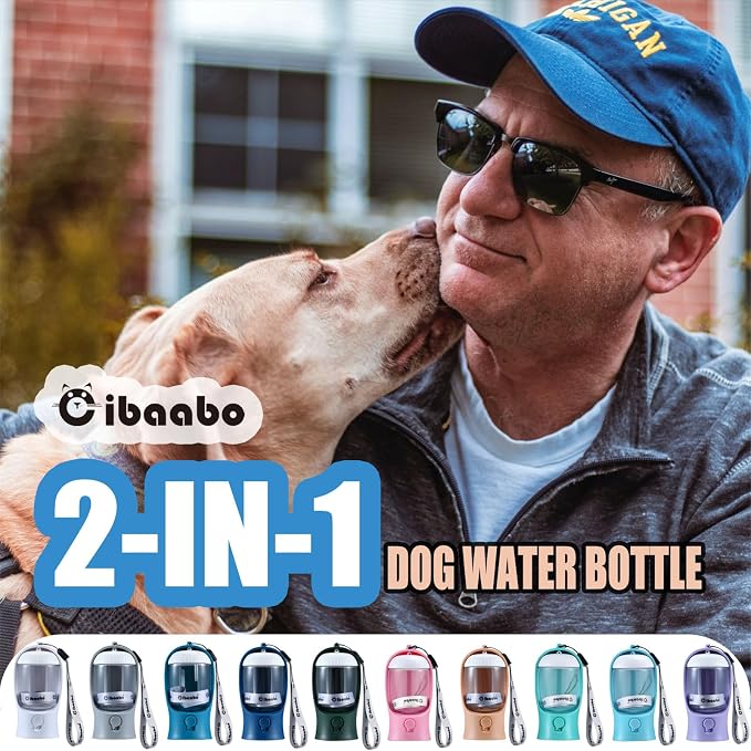 Cibaabo Dog Water Bottle Portable with Food Container & Filter for Travel | Feeding & Hydration | Travel Water Bowl | Portable Pet Dispenser | Dog Gifts | Puppy Essentials | for Hiking Camping Beach