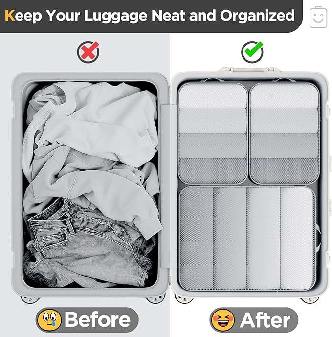 Veken 6/9/11 Set Compression Packing Cubes Garment Bags for Travel Essentials,Compressible Expandable Luggage Organizer Bags for Clothing,Space Saver Bags with Over 1000 pcs of Mesh Holes(Gray)