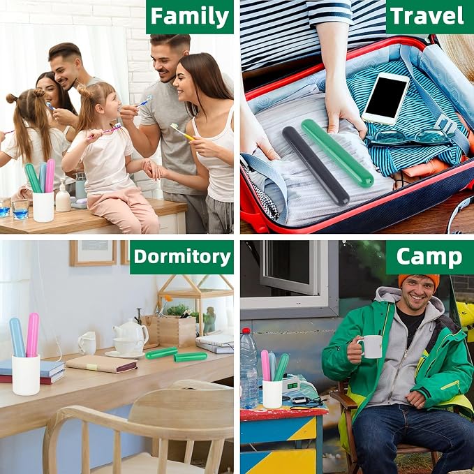 Hooqict 4 Pack Travel Toothbrush Case Portable Travel Toothbrush Holder Plastic Toothbrush Container Protector Cover for Traveling, Camping, Home, School, Business