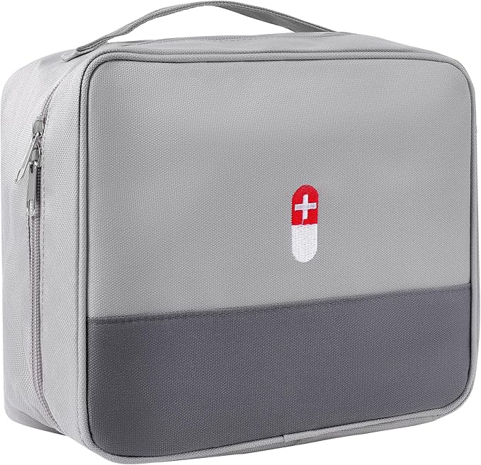 First Aid Bag Empty Medicine Bag Portable Medical Supplies Organizer Bag for Home Traveling Outdoor Hiking Camping Backpacking Cycling (Gray)