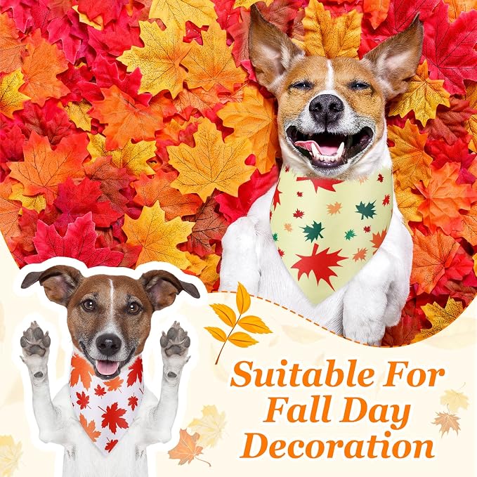 Abbylike 50 Pcs Fall Dog Bandanas Bulk, Autumn Maple Leaves Pattern