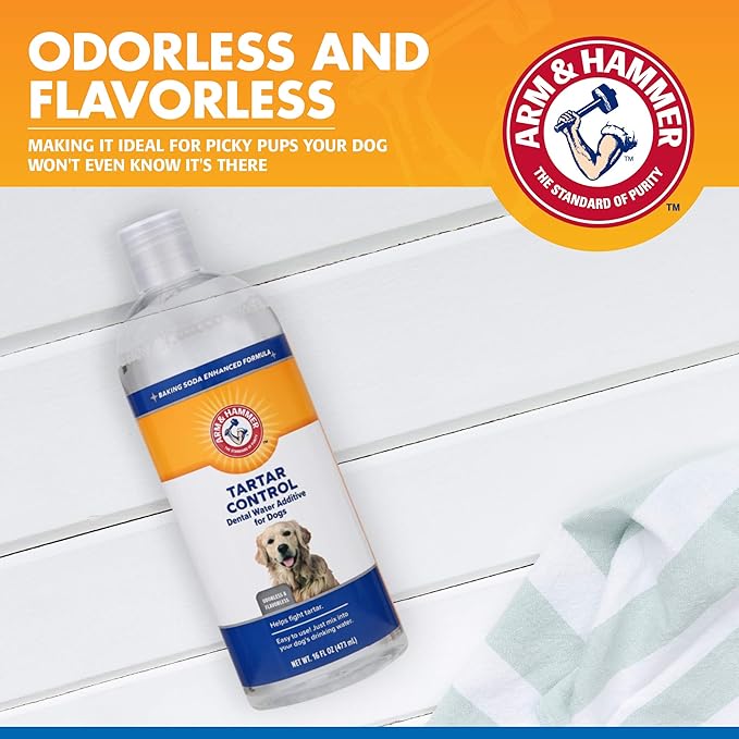 Arm & Hammer Clinical Care Dental Rinse for Adult Dogs, Odorless Flavorless No Taste Water Additive for Dog Dental Care, Helps Reduce Tartar & Freshen Breath, 16 Fl Oz Bottle