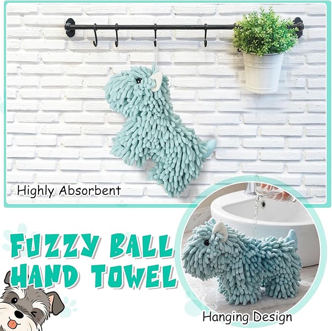 Tegeme 1 Pcs Chenille Dog Hand Towel Fuzzy Dog Towel Absorbent Microfiber Soft for Bathroom Kitchen Washstand (Green)