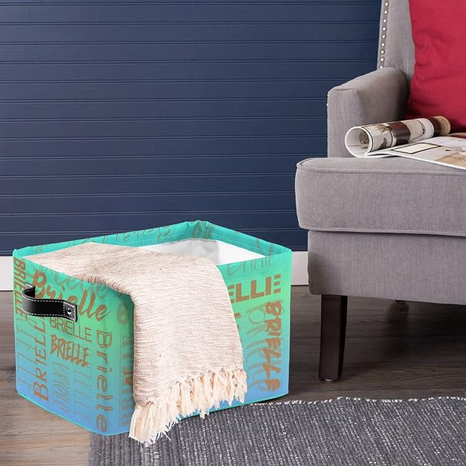 Personalized Storage Bins with Name Custom Kids Storage Basket Cubes Organizer with Handles for Organizing Boys and Girls Toys Shelf Closet Nursery Baskets Boxes, 1 Pack