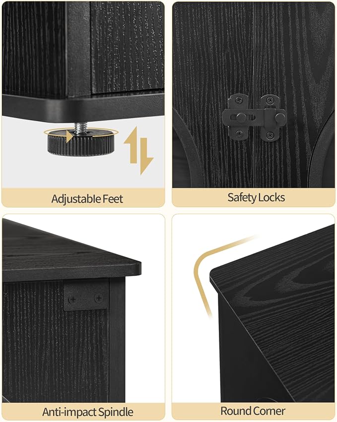 Hzuaneri 70.9" Double Dog Crate Furniture, Dog Kennel Indoor with Cushion | Heavy Duty Dog Crate Furniture for 2 Dogs,Dog Cage End Table TV Stand with Divider for Med-Large Dogs,Black DFC81904B