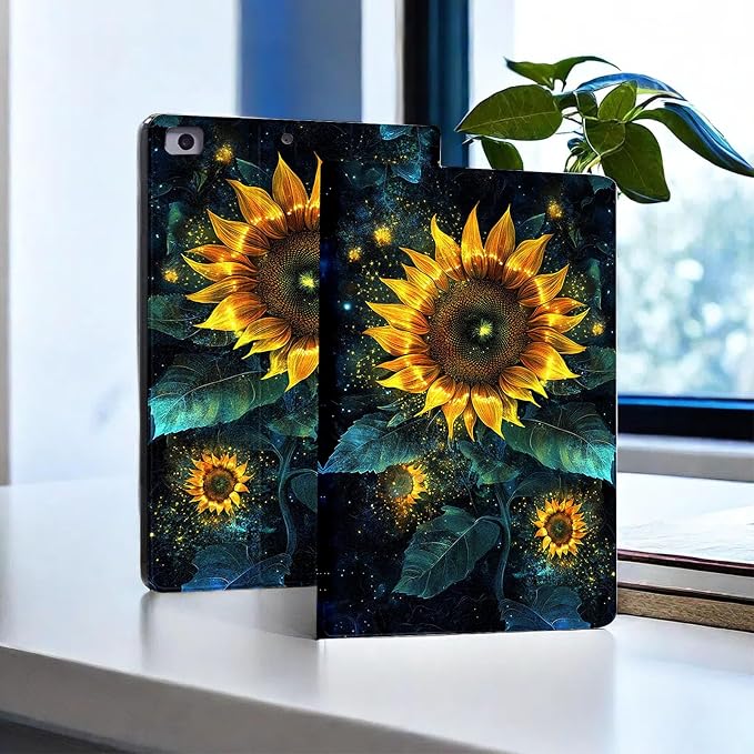 for Microsoft Surface Go 4/3/2/1-10.5" 2021 Tablet Case,Auto Wake/Sleep,Adjustable Stand Protective Cover - Starry Sunflower