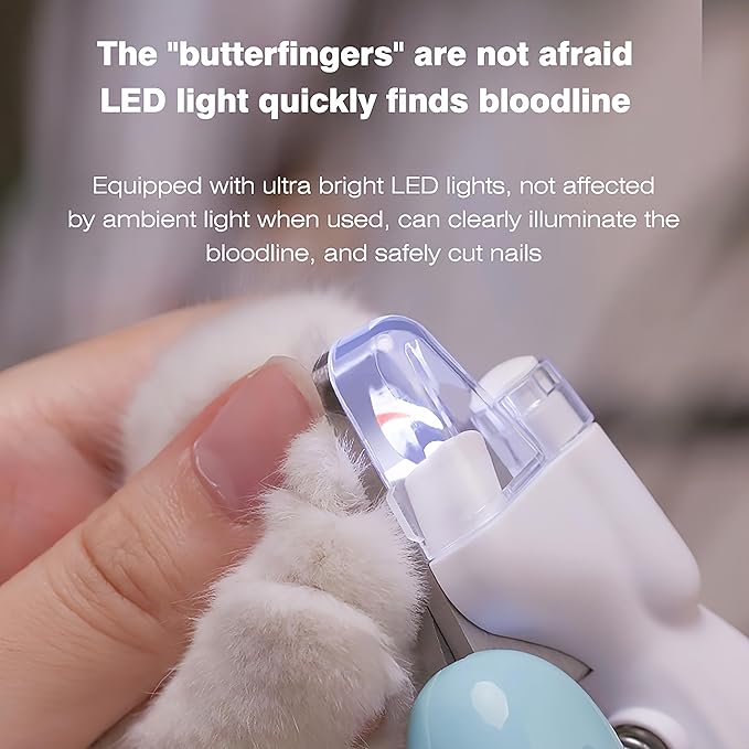 Cat & Dog Nail Clippers with LED Light, Illuminates Nail Bloodline to Prevent Overcutting, Pet Nail Trimmer with Safety Guard & Built-in Nail Catcher for Dog Cat Rabbit Small Animals(Pink)