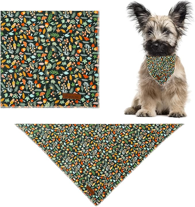 Fall Dog Bandana, UP URARA PUP Puppy Bandana for Small,Medium Dog, Comfortable Cotton Triangle Bid Scarf Dog, Pet Kerchief for Girl Boy Dogs or Cats, Fancy Fall Classic Dog Bid Scarf