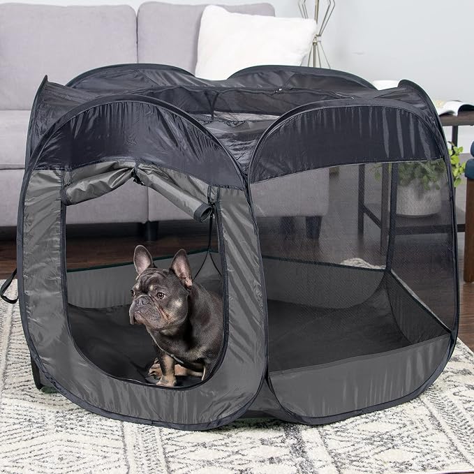 FurHaven Soft-Sided Dog & Cat Playpen, Portable Foldable Indoor & Outdoor Pet Playpen with Mesh Windows & Zippered Door, Gray, Large (Pack of 8)