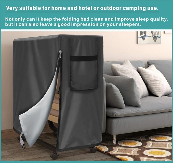 Folding Bed Storage Cover for 38" Rollaway Bed, 600D Waterproof Gray | Protect your folding bed from dust, moisture and dirt with a durable 600D cover featuring zipper access for easy storage