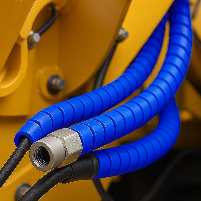 Electriduct 1.25 Inch Heavy Duty Spiral Wrap HDPE Flexible Plastic Cable Sleeve Hose Protector 10 Feet - Blue