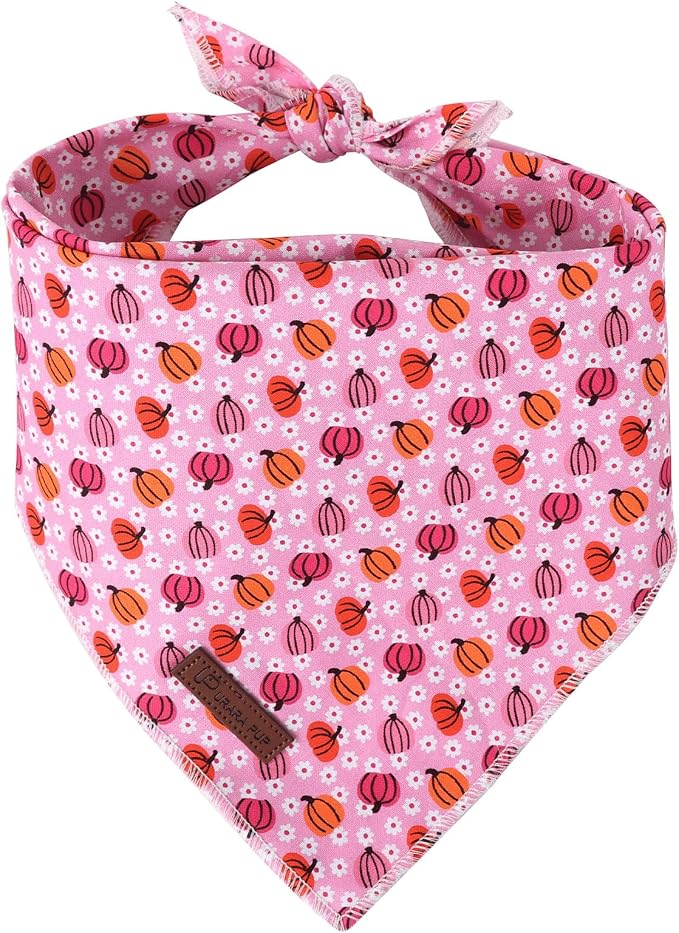 Halloween Pumpkin Dog Bandana, Halloween Triangle Bid Scarf with Pumpkin Pattern, Cotton Pet Kerchief for Girl Boy Dogs or Cats, Cute Puppy Bandana Fancy for Dogs