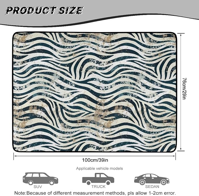 Zebra Print Trunk Protection Cargo Liner 29" x 39", Universal All Weather Car Trunk Mat for SUV Truck, Non Slip Washable Durable Pet Friendly Rear Trunk Mats