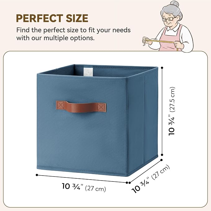 GRANNY SAYS 11 Inch Storage Cube Organizers, Light Blue, 6-Pack | Collapsible, Cube Storage Bins with Thickened Base Plate, Sturdy Handles, Decorative Baskets for Shelves, Closet