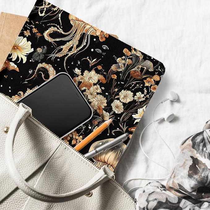 for Microsoft Surface Pro 7 Plus,Surface Pro 7/6/5/4 12.3" Tablet Case,Auto Wake/Sleep,Adjustable Stand Protective Cover - Golden Jellyfish Floral